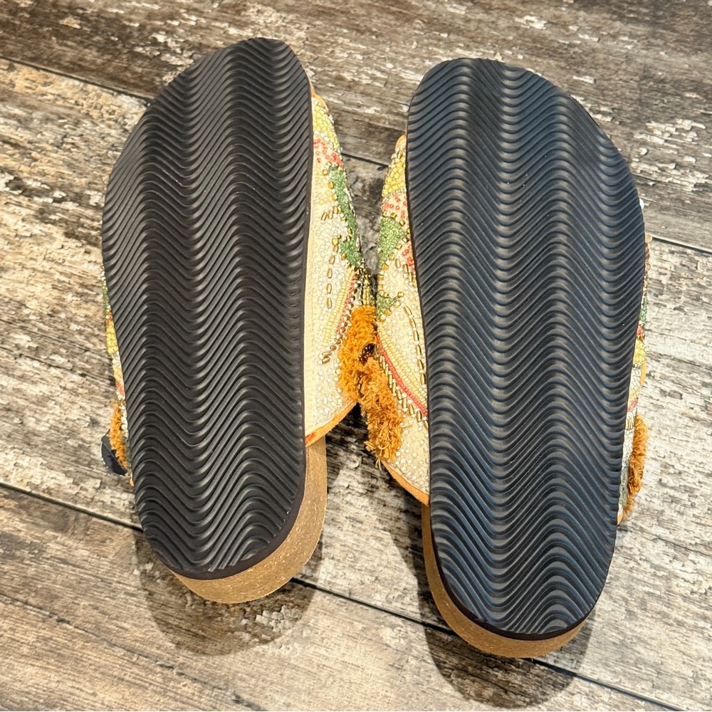 House of Harlow Slides 1960 Beaded Leaf Leather Buckle Sandals Size 8.5 NWT‎ - Picture 13 of 15